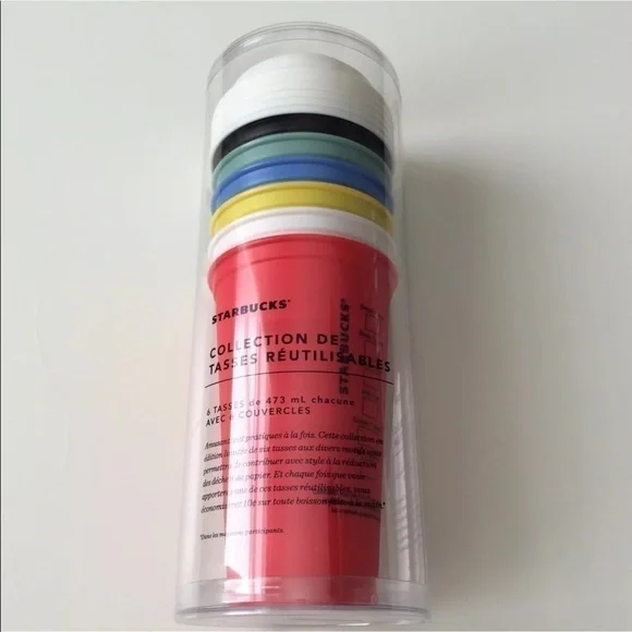 NEW Starbucks Christmas 2017 Reusable Cups & Lids Collection SET OF 6 Different - Picture 5 of 8
